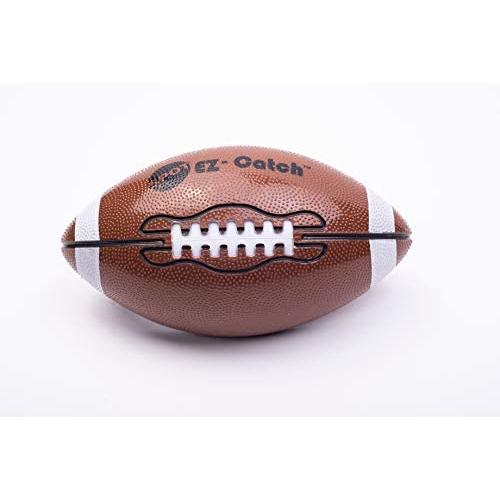 SPOT EZ Catch 8.25'' Ball | Dog Ball with Handle | Rubber Football Design | Pet Toys | Dog Toys | Dog Squeaky Toy | Interactive Dog Toys | Dog Balls | Dog Backyard Fun | Durable Dog Toys | Play Fetch