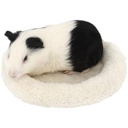 HongGun Hamster nest, Hamster Bed Mat Circular Shaped Warm Soft Comfortable Washable PP+Velvet for Mice, Guinea Pigs and Other Small Animals (L, Creamy-White)