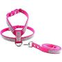PETCARE Sparkly Rhinestone Bling Dog Harness and Leash Set Soft Korean Velvet Microfiber Shining Diamonds Pet Collar Harness Vest for Puppy Small Dogs Cats