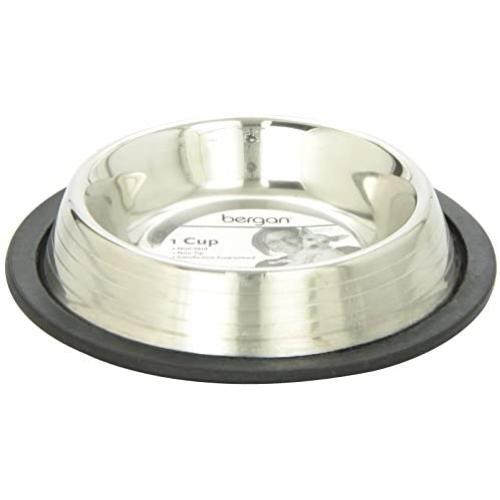 Bergan Stainless Steel Non-Skid/Non-Tip Pet Bowl with Ridges