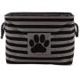 Bone Dry Pet Storage Collection Striped Paw Patch Bin, Large Rectangle, Black