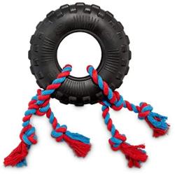 Leaps & Bounds Toss & Tug Tire Dual Rope Dog Toy, Medium