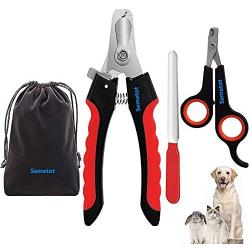 Dog Nail Clippers Trimmer Set, Quick Safety Guard to Avoid Over-Cutting, Stainless Steel Razor Sharp Blades, Sturdy Non-Slip Handles, Storage Bag and Nail File, Professional Pet Grooming