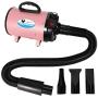 NEWTRY Dog Dryer Hair Force Dryer Stepless Adjustable Speed Temperature High Velocity Dog Cat Hair Dryer Professional Pet Grooming Blower 2000W/3.2HP Reduce Noise Heat Insulation (Pink)