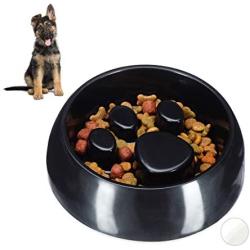 Relaxdays Foraging Feeding Bowl for Slow Eating, Cats & Dogs, Bloat Stop Dish, Dishwasher-Safe, Black