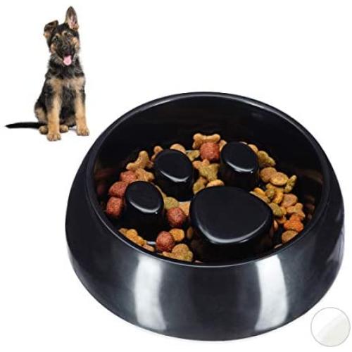 Relaxdays Foraging Feeding Bowl for Slow Eating, Cats & Dogs, Bloat Stop Dish, Dishwasher-Safe, Black