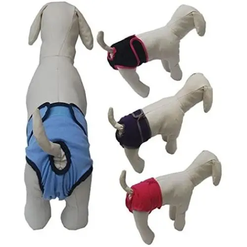 Vivi Bear Pack of 2 Dog cat Diapers Underwears Pants Velcro Design Female Dog cat Sanitary Pants Adjustable Cotton Physiological Pants Soft Comfortable for Dogs Cats 6 Colors 4 Colors at Random.M