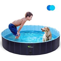 amzdeal Foldable Dog pet Swimming Pool - 100% PVC Hard Plastic, Anti-Slip Collapsible Dog Pet Pool Bathing Tub, Outdoor Pools Kiddie Pool for Dogs Cats and Kids