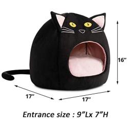 Hollypet Cozy Pet Bed Warm Cave Nest Sleeping Bed Kitty Shape Puppy House for Cats and Small Dogs, 17 x 17 inches