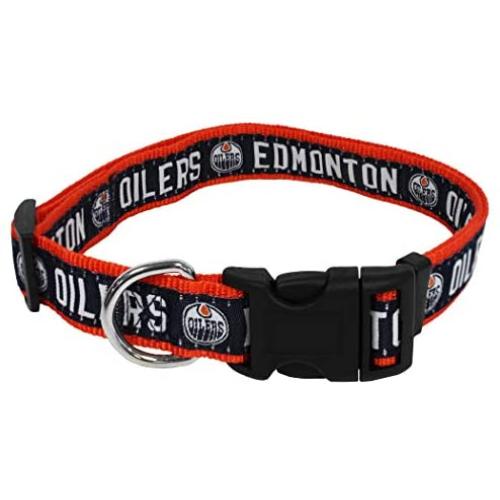 Pets First NHL Edmonton Oilers Collar for Dogs & Cats, Medium. - Adjustable, Cute & Stylish! The Ultimate Hockey Fan Collar!