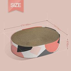 ComSaf Cat Scratcher Cardboard, Oval Corrugated Scratch Pad, Cat Scratching Lounge Bed, Durable Recycle Board for Furniture Protection, Cat Scratcher Bowl, Cat Kitty Training Toy