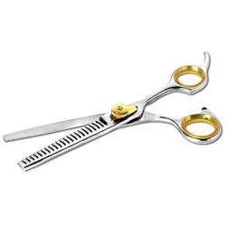 Sharf Professional Thinning Scissors: Sharp 440c Japanese Steel Chunkers Shear 6.5'' 22 Teeth Gold Touch Dog Grooming Scissors Texturizing Scissors w/Easy Grip Handles| Must-Have Groomers & Home Groom