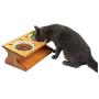 LOVEPET Solid Bamboo Elevated Pet Dining Table Pet Feeder Bowl for Small Dogs and Cats Raised Stand with Two Bowls