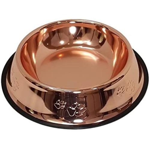 Melzon Petsentials Non-Skid Stylish Food Bowl for Your Pet, Premium Grade Stainless Steel - Elegant Bronze