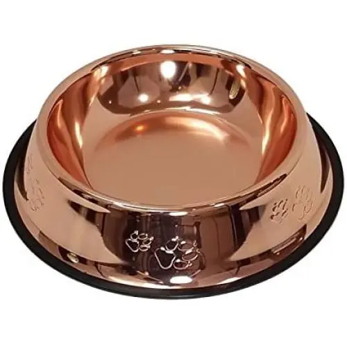 Melzon Petsentials Non-Skid Stylish Food Bowl for Your Pet, Premium Grade Stainless Steel - Elegant Bronze Melzon Petsentials Non-Skid Stylish Food Bowl for Your Pet, Premium Grade Stainless Steel - Elegant Bronze