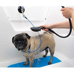 Dog Washing Bundle Includes Safe Groom Lead with Suction Cup, Non-Slip Tub Bath Mat & Massaging Gloves