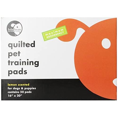Lola Bean International 16-Inch by 20-Inch Quilted Pet Training Pads, Lemon Scent, 50 Count