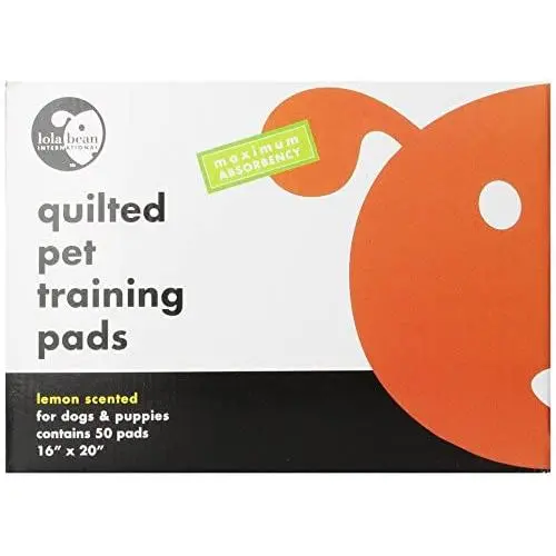 Lola Bean International 16-Inch by 20-Inch Quilted Pet Training Pads, Lemon Scent, 50 Count