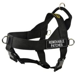 DT Universal No Pull Dog Harness, Clear Patches, Black, Medium, Fits Girth Size: 26-Inch to 32-Inch