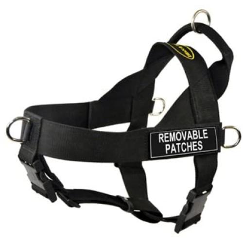 DT Universal No Pull Dog Harness, Clear Patches, Black, Medium, Fits Girth Size: 26-Inch to 32-Inch