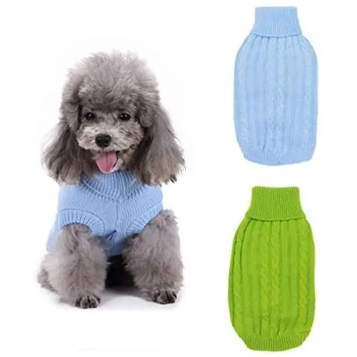 2PCS TOLOG Pet Dog Sweaters Winter Warm Puppy Clothes Knitted Sweater Outfit Apparel for Small Medium Unisex Doggie M