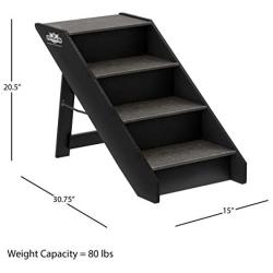 PETMAKER Folding Pet Stairs-Carpeted Foldable Durable Wood Steps-Compact Collection