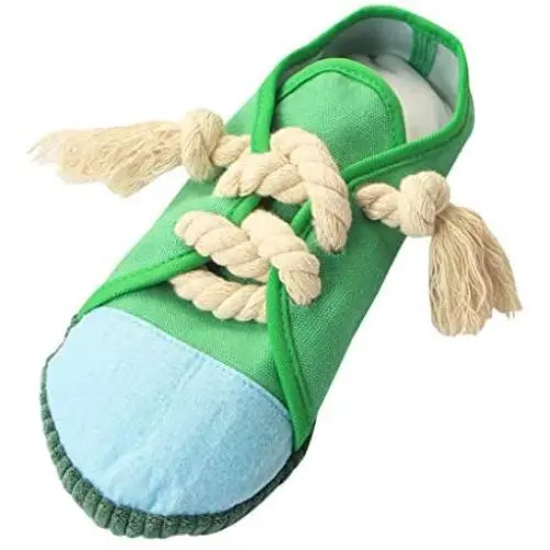 AIPINQI Dog Squeaky Chew Toy, Durable and Safe Dog Playing Toy Funny Shoes Sound Toy for Small and Medium Pets, Green AIPINQI Dog Squeaky Chew Toy, Durable and Safe Dog Playing Toy Funny Shoes Sound Toy for Small and Medium Pets, Green