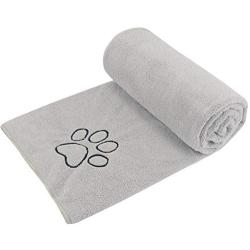 SUNLAND Microfiber Dog Towel Super Soft Pet Bath Towel Ultra Absorbent Dog Drying Towel with Embroidered Paw Print