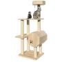 Wooden Cat Tree, Multi-Level Cat Tower, Kitten Activity Center with Sisal Scratching Posts, Spacious Condo and Dangling Ball, Modern Pet Furniture