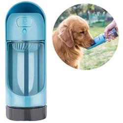 TEQ-ME Outdoor Portable Pet Water Bottle for Walking, Hiking and Travel, Dog Water Dispenser with Filter, Puppy Drinking Water Cup. Four Colors. 10.5 oz / 300 ml. (Blue)