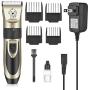 Pet Clippers-Professional Electric Pet Hair Shaver with 4 Guard Combs ,Cordless & Rechargeable, Dual Stainless Steel & Ceramic Blades, Cat & Dog Grooming, Trimming, Shaving, Clipping, Highly Portable