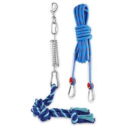 Petbobi Spring Pole Dog Rope Toy with 16ft Durable Rope, Dog Heavy Duty Pull Tether Tug of War, Hanging Bungee Toy for Outdoor Exercise, for Pitbull Medium Large Dog Muscle Builder