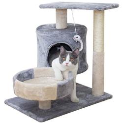 N/D cat Trees and Towers Scratching Post ，Cat Platform with cat Litter, Two-Story cat Playground Furniture