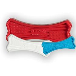 Hero USA, Made in USA Soft Rubber Dog Toy, Ideal for Fetching & Chewing, Indestructible Dog Toy (Bone, Small, Red)