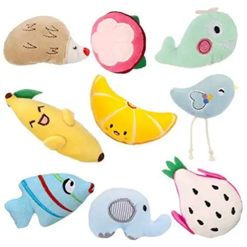 Aoliandatong 9Pcs Catnip Toys for Indoor Cats, Small Stuffed Puppy Chew Toys Cute Soft Cotton Pet Toy for Small Medium Size Pet Chewing Hunting Teething Aoliandatong 9Pcs Catnip Toys for Indoor Cats, Small Stuffed Puppy Chew Toys Cute Soft Cotton Pet Toy for Small Medium Size Pet Chewing Hunting Teething
