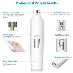 AMIR Pet Nail Grinder for Dogs Dog Nail Grinder Electric Pet Nail Trimmer 2 Speed Pet Nail Grinder Grooming Kit with 3 Sanding Ports Paws Premium Pet Nail Grinder for Pet White