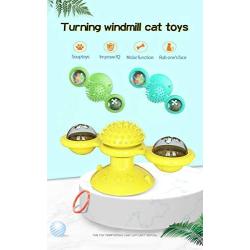 EXTREMEWORLD Windmill Cat Toy Built-in Rotating Led Light and Suction Cup Base