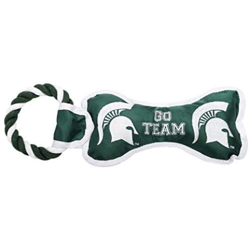 Pet Goods Manufacturing BONERP-300 NCAA Michigan State Spartans Bone with Rope Dog Toy