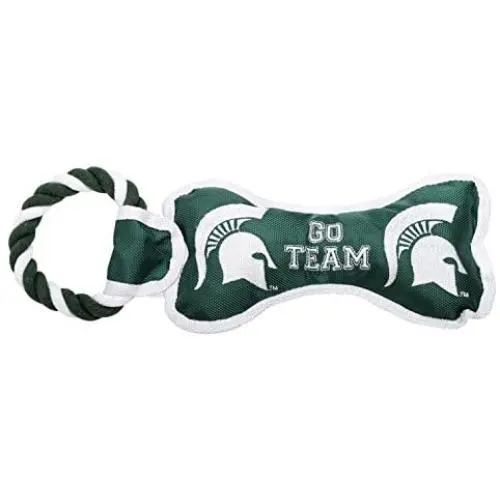 Pet Goods Manufacturing BONERP-300 NCAA Michigan State Spartans Bone with Rope Dog Toy Pet Goods Manufacturing BONERP-300 NCAA Michigan State Spartans Bone with Rope Dog Toy