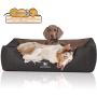 Knuffelwuff Laser-Quilted Artificial Leather Orthopaedic Dog Bed Outback M-L Small 85 x 63cm Black/Brown