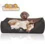 Knuffelwuff Laser-Quilted Artificial Leather Orthopaedic Dog Bed Outback M-L Small 85 x 63cm Black/Brown Knuffelwuff Laser-Quilted Artificial Leather Orthopaedic Dog Bed Outback M-L Small 85 x 63cm Black/Brown