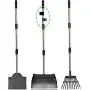 LUFFWELL Dog Pooper Scooper, Extra Large Metal Aluminum Tray Rake and Spade Poop Scoop Set, Adjustable Steel Stainless Long Handle for Heavy Duty, Great for Pet Waste Removal Lawns, Gravel