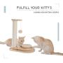 Made4Pets Wooden Cat Scratching Post Cat Scratcher Toy Two-Layer Cat Turntable with Interactive Balls and Dangling Ball