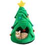 PAWISE Christmas Tree Cat Cave Bed, Kitten Cozy Tent House for Indoor Cats