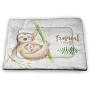 DayDayFun Sloth Pet Placemat Mother and Baby Animals Family Happiness Watercolor Boho Tropical Elements Personalized Pet Placemat Pale Brown Green 52''x34''