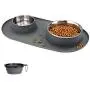 Dog Bowls Stainless Steel, Collapsible Dog Bowl with No Spill Non-Skid Silicone Mat Set, Three Feeder Food Water Bowl for Small Medium Large Dogs, Puppies, Cats and Pets, Pack of 3