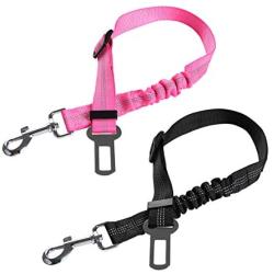 Kosttapaws Dog Car Seatbelt, 2 Packs Adjustable Dog Seat Belts for Car, Safety Dog Seatbelt Harness Reflective with Elastic Shock Absorption, Dog Accessories for Small Medium Large Dogs Cats
