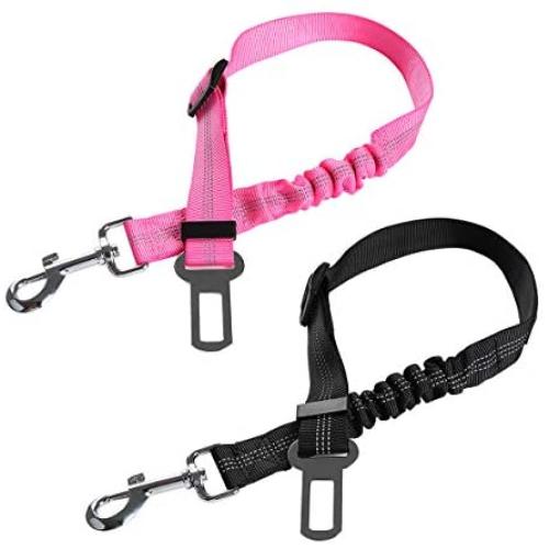 Kosttapaws Dog Car Seatbelt, 2 Packs Adjustable Dog Seat Belts for Car, Safety Dog Seatbelt Harness Reflective with Elastic Shock Absorption, Dog Accessories for Small Medium Large Dogs Cats