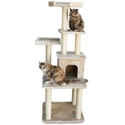 Majestic Pet Products 64 inch Beige Casita Cat Furniture Condo House Scratcher Multi Level Pet Activity Tree