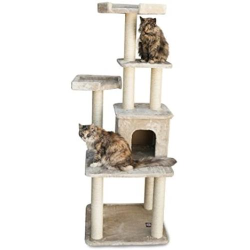 Majestic Pet Products 64 inch Beige Casita Cat Furniture Condo House Scratcher Multi Level Pet Activity Tree